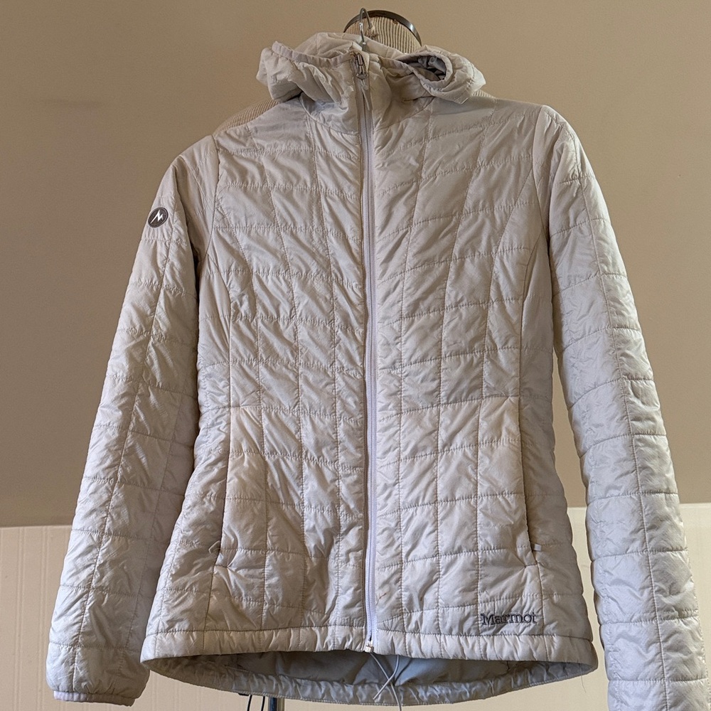 Marmot White Down Alternative Quilted Jacket S gray interior